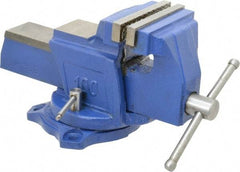 Interstate - 4" Jaw Width, 3-17/32" Opening Capacity, 2-1/4" Throat Depth, Cast Iron Swivel Bench Vise - Bolt Down Base Attachment, 5.77" High - Industrial Tool & Supply