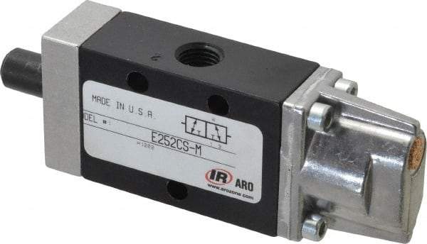 ARO/Ingersoll-Rand - 3 Way Valve For Air Equipment - 1/4 NPT Inlet, 1/4 NPT Outlet, Cam Stem/Spring Actuator, 0.7 CV Rate - Industrial Tool & Supply