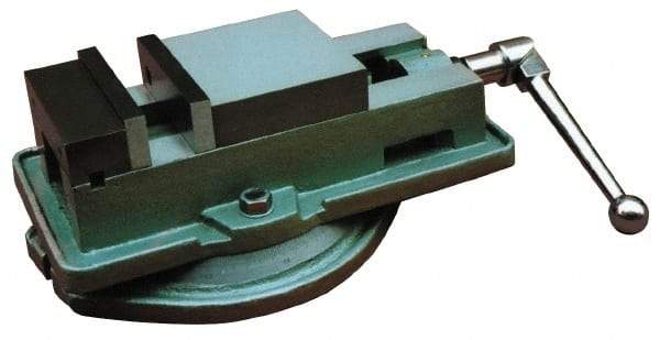 Interstate - 4" Jaw Width, 3-7/8" Jaw Opening Capacity, Horizontal Swivel Machine Vise - Manual Operation, 4,496 Lb Capacity, 1 Station, 12.97" Long x 3.7" High x 1-13/64" Deep, 1-1/8" Jaw Height, Cast Iron - Industrial Tool & Supply