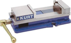 Kurt - 10" Jaw Width, 9-3/4" Jaw Opening Capacity, Horizontal Stationary Machine Vise - Manual Operation, 26,277 Lb Capacity, 1 Station, 29.19" Long x 6-13/16" High x 2-15/16" Deep, 2-1/2" Jaw Height, 80,000 psi Max Clamp Force, Ductile Iron - Industrial Tool & Supply