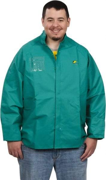 OnGuard - Size 3XL, Green, Chemical, Rain, Flame Resistant/Retardant Jacket - 66" Chest, 1 Pocket - Industrial Tool & Supply