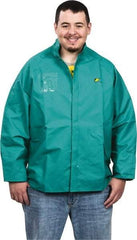 OnGuard - Size 4XL, Green, Chemical, Rain, Flame Resistant/Retardant Jacket - 70" Chest, 1 Pocket - Industrial Tool & Supply