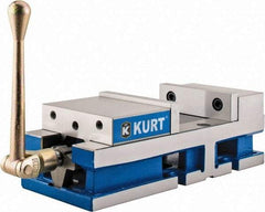 Kurt - 6" Jaw Width, 6" Jaw Opening Capacity, Horizontal Stationary Machine Vise - Manual Operation, 6,356 Lb Capacity, 1 Station, 17" Long x 4.6720" High x 1-31/64" Deep, 1.735" Jaw Height, 80 Lb Max Clamp Force - Industrial Tool & Supply
