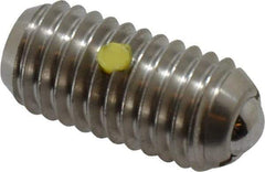 Vlier - 1/2-13, 0.281" Ball Diam, 1.05" Body Length, 0.072" Max Ball Reach, Threaded Ball Plunger - Stainless Steel Body, Stainless Steel Ball, 6 Lb Initial End Force, 12 Lb Final End Force, Locking Element - Industrial Tool & Supply
