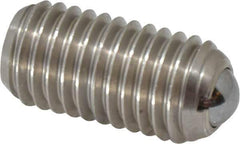 Vlier - 5/8-11, 0.375" Ball Diam, 1.25" Body Length, 0.096" Max Ball Reach, Threaded Ball Plunger - Stainless Steel Body, Stainless Steel Ball, 9 Lb Initial End Force, 18 Lb Final End Force, Locking Element - Industrial Tool & Supply