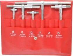 SPI - 4 Piece, 1/2 to 6 Inch, Hardened Tool Steel, Satin Chrome Finish, Telescoping Gage Set - Includes Vinyl Pouch - Industrial Tool & Supply
