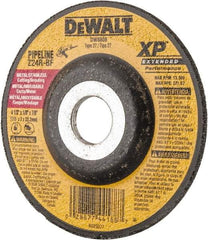 DeWALT - 24 Grit, 4-1/2" Wheel Diam, 1/8" Wheel Thickness, 7/8" Arbor Hole, Type 27 Depressed Center Wheel - Zirconia Alumina, R Hardness, 13,300 Max RPM, Compatible with Angle Grinder - Industrial Tool & Supply