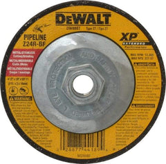 DeWALT - 24 Grit, 4-1/2" Wheel Diam, 1/8" Wheel Thickness, Type 27 Depressed Center Wheel - Zirconia Alumina, R Hardness, 13,300 Max RPM, Compatible with Angle Grinder - Industrial Tool & Supply