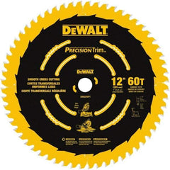 DeWALT - 12" Diam, 1" Arbor Hole Diam, 60 Tooth Wet & Dry Cut Saw Blade - Carbide-Tipped, Crosscut & Smooth Action, Standard Round Arbor - Industrial Tool & Supply
