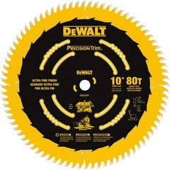 DeWALT - 10" Diam, 5/8" Arbor Hole Diam, 80 Tooth Wet & Dry Cut Saw Blade - Carbide-Tipped, Finishing Action, Standard Round Arbor - Industrial Tool & Supply