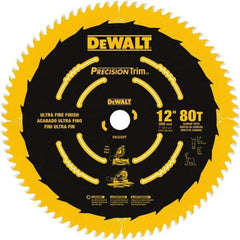 DeWALT - 12" Diam, 1" Arbor Hole Diam, 80 Tooth Wet & Dry Cut Saw Blade - Carbide-Tipped, Finishing Action, Standard Round Arbor - Industrial Tool & Supply