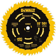 DeWALT - 10" Diam, 5/8" Arbor Hole Diam, 50 Tooth Wet & Dry Cut Saw Blade - Carbide-Tipped, Combination Action, Standard Round Arbor - Industrial Tool & Supply