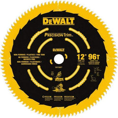 DeWALT - 12" Diam, 1" Arbor Hole Diam, 96 Tooth Wet & Dry Cut Saw Blade - Carbide-Tipped, Fine Trimming Action, Standard Round Arbor - Industrial Tool & Supply
