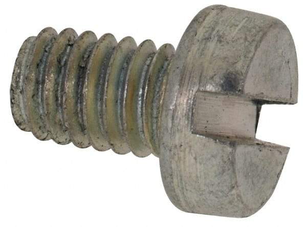 Value Collection - M4x0.70, 6mm Length Under Head Slotted Drive Machine Screw - Cheese Head, Grade 4.8 Steel, Zinc-Plated Finish, Without Washer - Industrial Tool & Supply