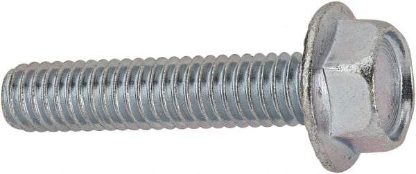 Value Collection - 5/16-18 UNC, 1-1/2" Length Under Head, Hex Drive Flange Bolt - 1-1/2" Thread Length, Grade 2 Steel, Serrated Flange, Zinc-Plated Finish - Industrial Tool & Supply