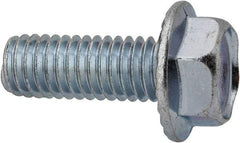 Value Collection - 3/8-16 UNC, 1" Length Under Head, Hex Drive Flange Bolt - 1" Thread Length, Grade 2 Steel, Serrated Flange, Zinc-Plated Finish - Industrial Tool & Supply