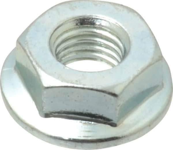 Value Collection - 1/4-28, 19/32" Flange Diam, Serrated Flange Nut - Grade Grade 2 Steel, Zinc-Plated Finish, 0.236" Flange Height - Industrial Tool & Supply