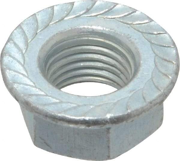 Value Collection - 3/8-24, 3/4" Flange Diam, Serrated Flange Nut - Grade Grade 2 Steel, Zinc-Plated Finish, 0.347" Flange Height - Industrial Tool & Supply