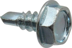 Value Collection - #6, Hex Washer Head, Hex Drive, 3/8" Length Under Head, #2 Point, Self Drilling Screw - Grade 1016-1024 Steel, Zinc-Plated Finish - Industrial Tool & Supply