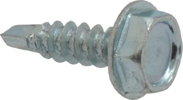Value Collection - #6, Hex Washer Head, Hex Drive, 1/2" Length Under Head, #2 Point, Self Drilling Screw - Grade 1016-1024 Steel, Zinc-Plated Finish - Industrial Tool & Supply