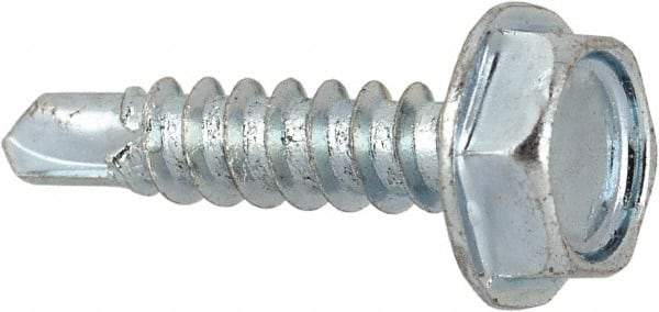 Value Collection - #6, Hex Washer Head, Hex Drive, 5/8" Length Under Head, #2 Point, Self Drilling Screw - Grade 1016-1024 Steel, Zinc-Plated Finish - Industrial Tool & Supply