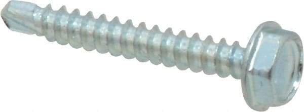 Value Collection - #6, Hex Washer Head, Hex Drive, 1" Length Under Head, #2 Point, Self Drilling Screw - Grade 1016-1024 Steel, Zinc-Plated Finish - Industrial Tool & Supply