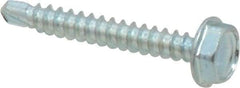 Value Collection - #6, Hex Washer Head, Hex Drive, 1" Length Under Head, #2 Point, Self Drilling Screw - Grade 1016-1024 Steel, Zinc-Plated Finish - Industrial Tool & Supply