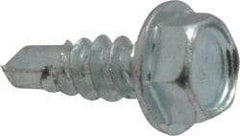 Value Collection - #8, Hex Washer Head, Hex Drive, 1/2" Length Under Head, #2 Point, Self Drilling Screw - Grade 1016-1024 Steel, Zinc-Plated Finish - Industrial Tool & Supply