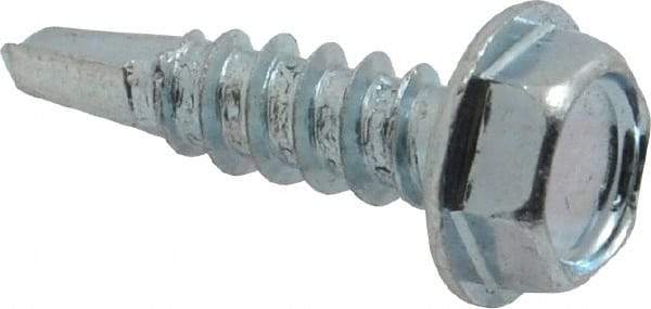 Value Collection - #8, Hex Washer Head, Hex Drive, 5/8" Length Under Head, #2 Point, Self Drilling Screw - Grade 1016-1024 Steel, Zinc-Plated Finish - Industrial Tool & Supply