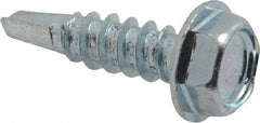 Value Collection - #8, Hex Washer Head, Hex Drive, 5/8" Length Under Head, #2 Point, Self Drilling Screw - Grade 1016-1024 Steel, Zinc-Plated Finish - Industrial Tool & Supply