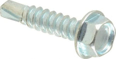 Value Collection - #8, Hex Washer Head, Hex Drive, 3/4" Length Under Head, #2 Point, Self Drilling Screw - Grade 1016-1024 Steel, Zinc-Plated Finish - Industrial Tool & Supply