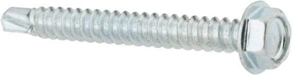 Value Collection - #8, Hex Washer Head, Hex Drive, 1-1/2" Length Under Head, #2 Point, Self Drilling Screw - Grade 1016-1024 Steel, Zinc-Plated Finish - Industrial Tool & Supply