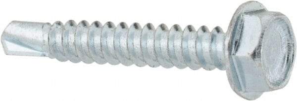 Value Collection - #10, Hex Washer Head, Hex Drive, 1-1/4" Length Under Head, #3 Point, Self Drilling Screw - Grade 1016-1024 Steel, Zinc-Plated Finish - Industrial Tool & Supply