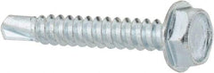 Value Collection - #10, Hex Washer Head, Hex Drive, 1-1/4" Length Under Head, #3 Point, Self Drilling Screw - Grade 1016-1024 Steel, Zinc-Plated Finish - Industrial Tool & Supply