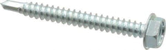 Value Collection - #10, Hex Washer Head, Hex Drive, 1-3/4" Length Under Head, #3 Point, Self Drilling Screw - Grade 1016-1024 Steel, Zinc-Plated Finish - Industrial Tool & Supply