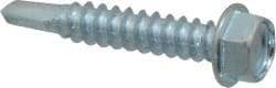 Value Collection - #12, Hex Washer Head, Hex Drive, 1-1/4" Length Under Head, #3 Point, Self Drilling Screw - Grade 1016-1024 Steel, Zinc-Plated Finish - Industrial Tool & Supply