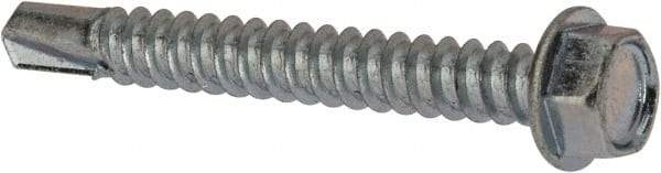 Value Collection - #12, Hex Washer Head, Hex Drive, 1-3/4" Length Under Head, #3 Point, Self Drilling Screw - Grade 1016-1024 Steel, Zinc-Plated Finish - Industrial Tool & Supply