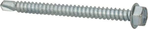 Value Collection - #12, Hex Washer Head, Hex Drive, 2-1/2" Length Under Head, #3 Point, Self Drilling Screw - Grade 1016-1024 Steel, Zinc-Plated Finish - Industrial Tool & Supply