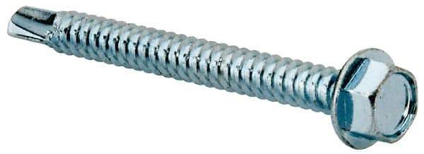 Value Collection - 1/4", Hex Washer Head, Hex Drive, 2-1/2" Length Under Head, #3 Point, Self Drilling Screw - Grade 1016-1024 Steel, Zinc-Plated Finish - Industrial Tool & Supply