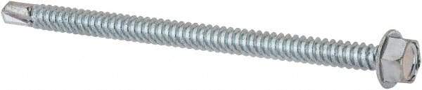 Value Collection - 1/4", Hex Washer Head, Hex Drive, 4" Length Under Head, #3 Point, Self Drilling Screw - Grade 1016-1024 Steel, Zinc-Plated Finish - Industrial Tool & Supply
