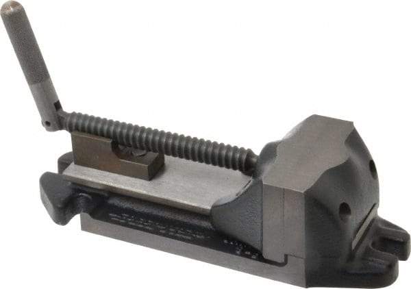 Cardinal Tool - 3" Jaw Opening Capacity x 1-1/2" Throat Depth, Horizontal Drill Press Vise - 3" Wide Jaw, Stationary Base, Rapid Action, 9" OAL x 2-9/16" Overall Height, Steel - Industrial Tool & Supply