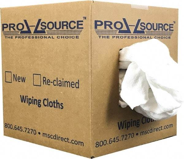 PRO-SOURCE - Wide Virgin Cotton Rags - White, Fleece and Sweatshirt, Low Lint, 5 Lbs. at 3 to 4 per Pound, Box - Industrial Tool & Supply