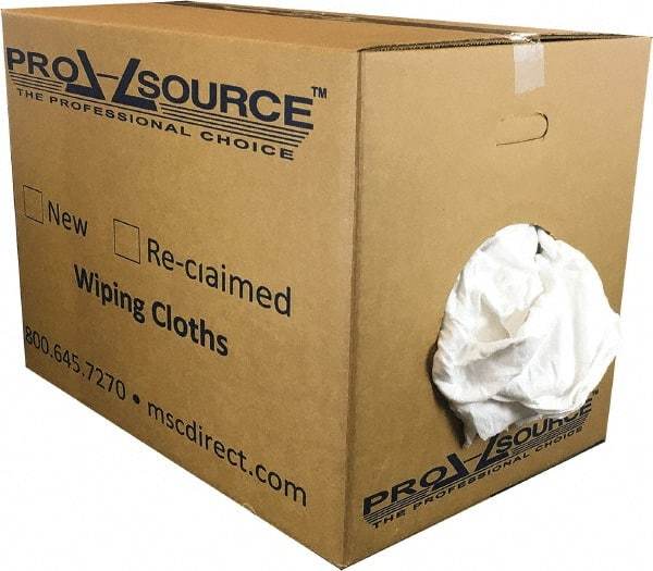 PRO-SOURCE - Wide Virgin Cotton Rags - White, Fleece and Sweatshirt, Low Lint, 50 Lbs. at 3 to 4 per Pound, Box - Industrial Tool & Supply