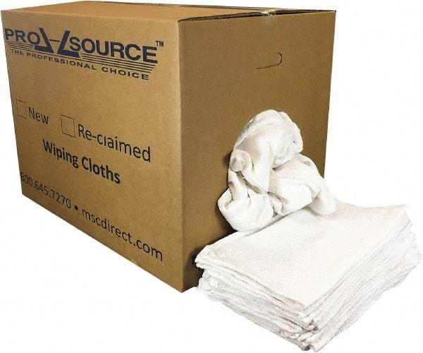 PRO-SOURCE - 19 Inch Long x 16 Inch Wide Virgin Utility Cotton Towels - White, Terry Cloth, Low Lint, 50 Lbs. at 3 to 4 per Pound, Box - Industrial Tool & Supply