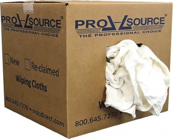 PRO-SOURCE - Reclaimed Cotton Polishing and Dust Cloths - White, Flannel, Low Lint, 10 Lbs. at 3 to 4 per Pound, Box - Industrial Tool & Supply