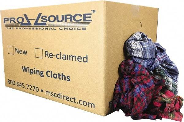 PRO-SOURCE - Reclaimed Cotton Polishing and Dust Cloths - Assorted Colors, Flannel, Low Lint, 25 Lbs. at 3 to 4 per Pound, Box - Industrial Tool & Supply