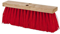 PRO-SOURCE - 16" Rough Surface Synthetic Push Broom - 3-1/4" Bristle Length, Wood Block, Tapered Handle Connection, Handle Sold Separately - Industrial Tool & Supply