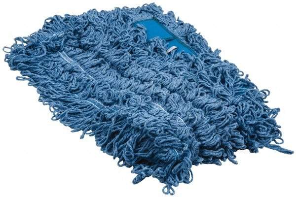 PRO-SOURCE - 48" Long x 5" Wide Yarn Blend Dust Mop Head - Snap-On, Blue, Looped Head - Industrial Tool & Supply