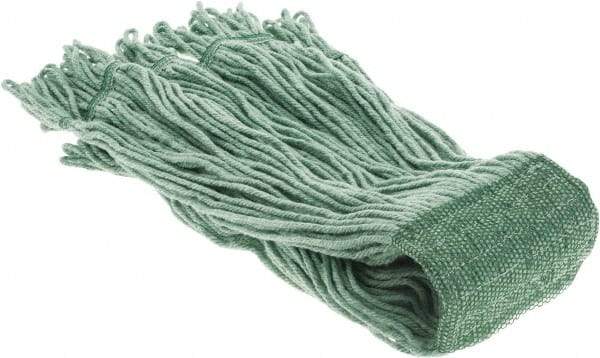 PRO-SOURCE - 5" Green Head Band, X-Large Blended Fiber Loop End Mop Head - 4 Ply, Clamp Jaw Connection, Use for General Purpose - Industrial Tool & Supply