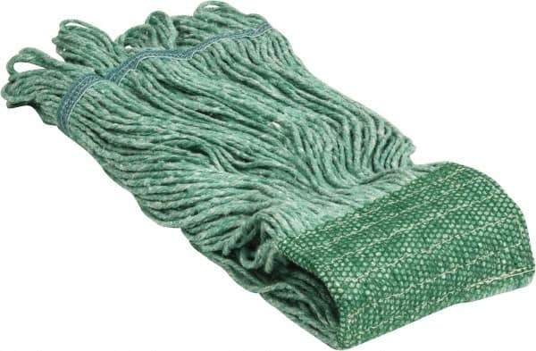 PRO-SOURCE - 5" Green Head Band, Large Blended Fiber Loop End Mop Head - 4 Ply, Side Loading Connection, Use for General Purpose - Industrial Tool & Supply